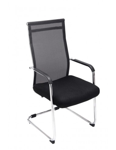 Chaise pour visiteur fauteuil de bureau avec accoudoirs noir pieds chromé BUR10144 Venez découvrir notre 