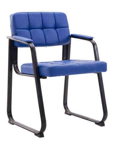 Chaise visiteur fauteuil de bureau sans roulette synthétique bleu BUR10222 sélection de produits