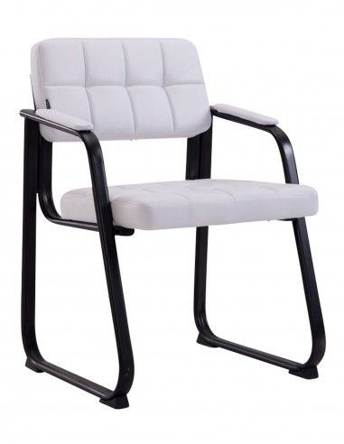 Chaise visiteur fauteuil de bureau sans roulette synthétique blanc BUR10231 livraison et retour toujours gratuits