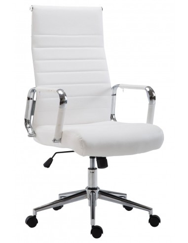 Fauteuil de bureau en synthétique blanc avec assise rembourrée pivotant BUR10240 50% de réduction en Octobre 2024