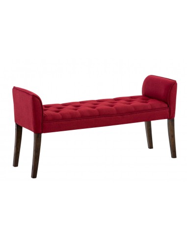 Banc banquette capitonné en tissu rouge avec pieds en bois marron foncé largeur 133cm BAN10098 meilleur choix