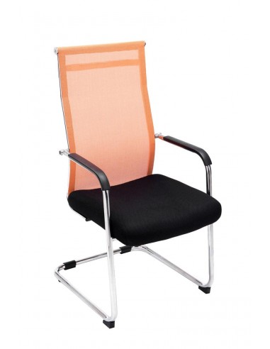 Chaise pour visiteur fauteuil de bureau avec accoudoirs orange pieds chromé BUR10147 2 - 3 jours ouvrés.