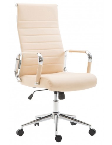 Fauteuil de bureau en synthétique crème avec assise rembourrée pivotant BUR10241 2 - 3 jours ouvrés.