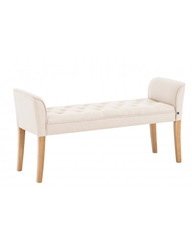 Banc banquette capitonné en tissu crème avec pieds en bois largeur 133cm BAN10001 les ligaments