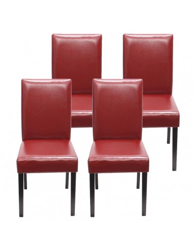 Lot de 4 chaises de salle à manger synthétique rouge pieds foncés CDS04144 Les magasins à Paris et en Île-de-France