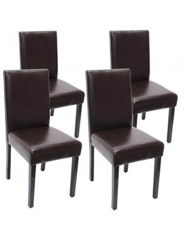 Lot de 4 chaises de salle à manger synthétique marron pieds foncés CDS04139 l'achat 