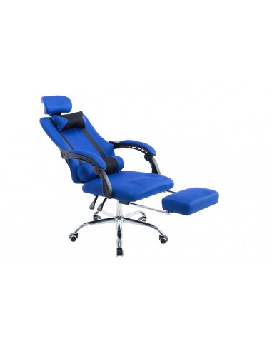 Fauteuil de bureau ergonomique avec repose-pieds extensible appui-tête bleu BUR10091 pas cher