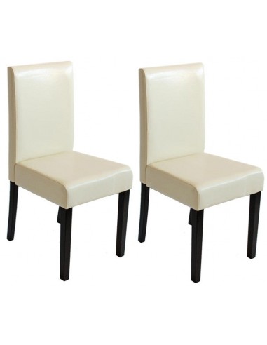 Lot de 2 chaises de salle à manger synthétique crème pieds foncés CDS04042 de votre