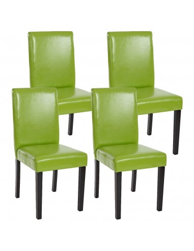 Lot de 4 chaises de salle à manger synthétique vert pieds foncés CDS04132 livraison gratuite