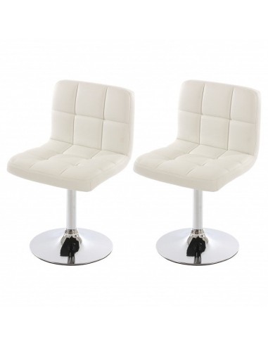 Lot de 2 chaises fauteuils de salle à manger en synthétique blanc CDS04069 Pour