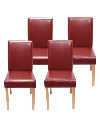 Lot de 4 chaises de salle à manger synthétique rouge pieds clairs CDS04143 À commander