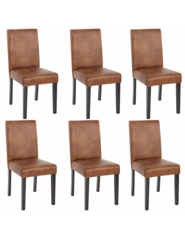 Lot de 6 chaises de salle à manger synthétique marron vieilli pieds foncés CDS04250 2023