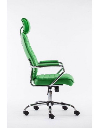 Fauteuil de bureau à roulettes en synthétique vert hauteur réglable BUR10007 la colonne vertébrale