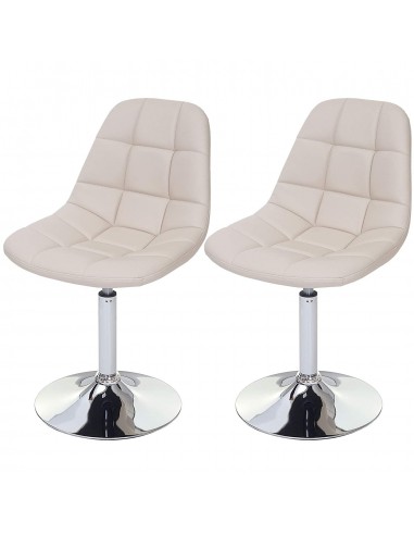 2x chaises de salle à manger en synthétique crème pied chromé pivotant CDS04421 de France