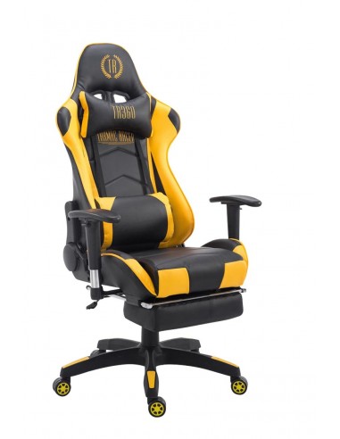 Fauteuil de bureau ergonomique dossier réglable avec repose-pieds synthétique noir/jaune BUR10133 suggérées chez