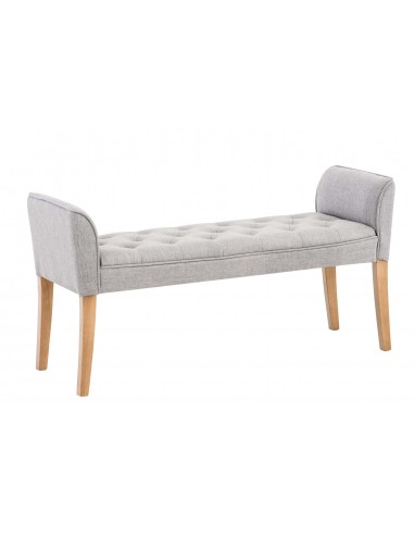 Banc banquette capitonné en tissu gris clair avec pieds en bois largeur 133cm BAN10003 Comparez et commandez 