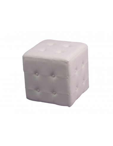 Pouf capitonné en synthétique argent 40x40x40 cm BAN05038 le concept de la Pate a emporter 