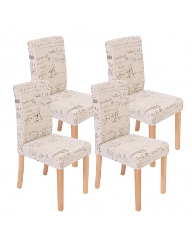 Lot de 4 chaises de salle à manger en tissu crème imprimé pieds clairs CDS04129 paiement sécurisé