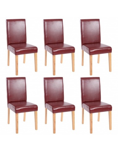 Lot de 6 chaises de salle à manger synthétique rouge/brun pieds clairs CDS04234 livraison et retour toujours gratuits