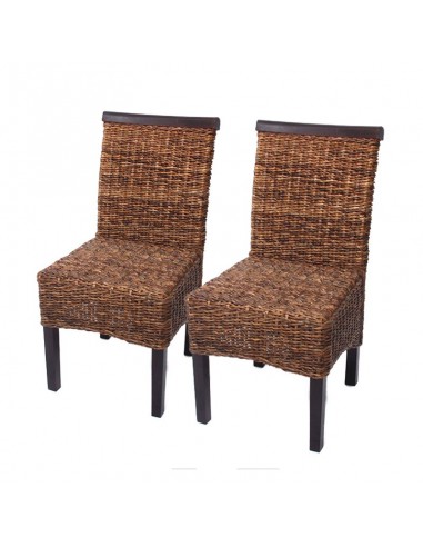 Lot de 2 chaises en rotin banane tressée pieds marron foncés CDS04005 acheter