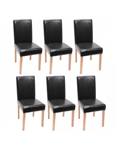 Lot de 6 chaises de salle à manger synthétique noir pieds clairs CDS04245 france