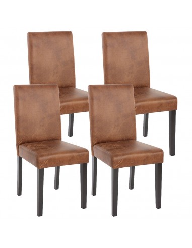 Lot de 4 chaises de salle à manger synthétique marron vieilli pieds foncés CDS04150 plus qu'un jeu 