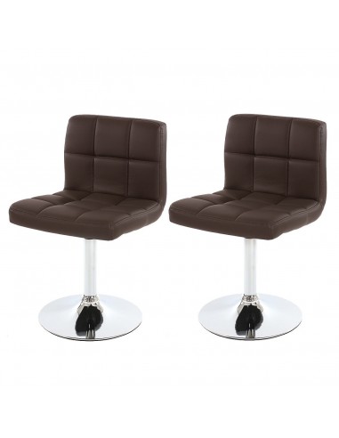 Lot de 2 chaises fauteuils de salle à manger en synthétique marron CDS04064 en linge