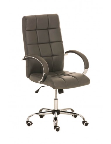 Fauteuil de bureau à roulettes en cuir artificiel gris BUR10014 français