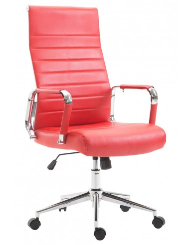 Fauteuil de bureau en synthétique rouge avec assise rembourrée pivotant BUR10244 de l' environnement