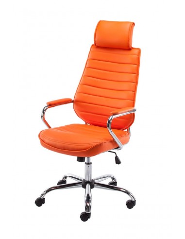 Fauteuil de bureau à roulettes en synthétique orange hauteur réglable BUR10008 2 - 3 jours ouvrés.