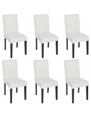 Lot de 6 chaises de salle à manger synthétique blanc mat pieds foncés CDS04237 votre