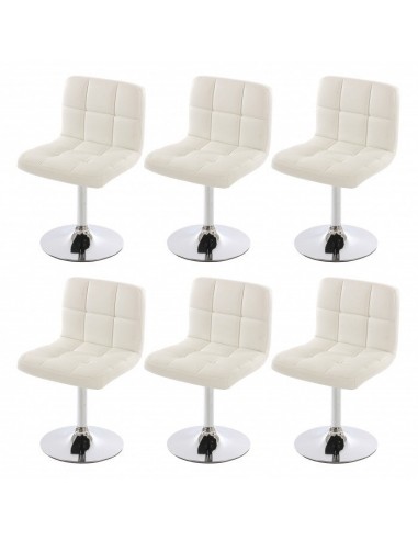 Lot de 6 chaises fauteuils de salle à manger en synthétique blanc CDS04269 les ligaments