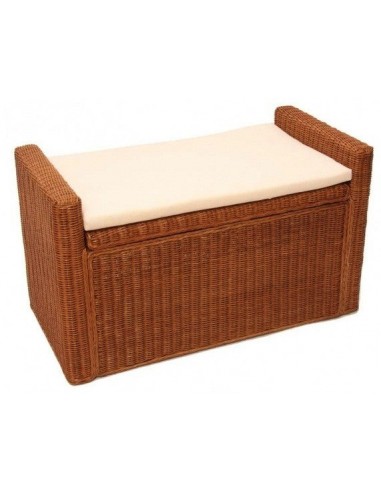 Banc banquette / coffre de rangement en rotin couleur miel BAN04016 meilleur choix