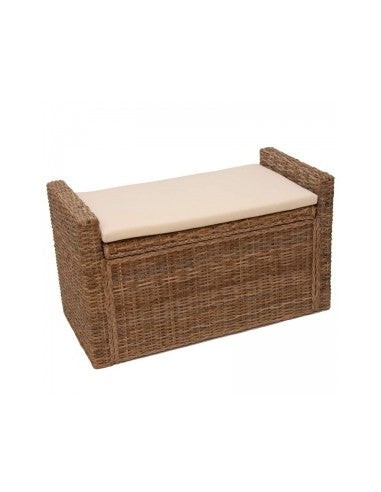 Banc banquette / coffre de rangement en rotin kubu gris BAN04017 Par le système avancé 