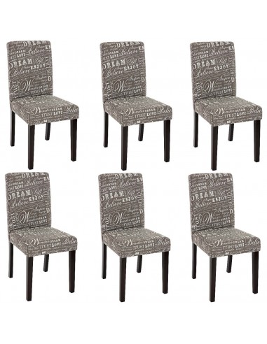 Lot de 6 chaises de salle à manger en tissu imprimé gris pieds foncés CDS04220 50% de réduction en Octobre 2024