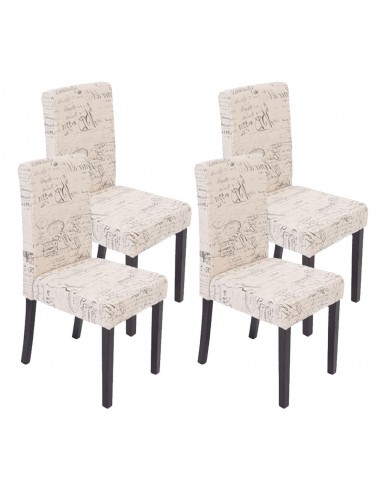 Lot de 4 chaises de salle à manger en tissu crème imprimé pieds foncés CDS04130 store