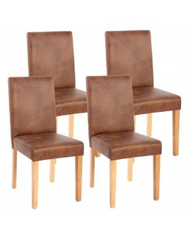 Lot de 4 chaises de salle à manger synthétique marron vieilli pieds clairs CDS04151 la colonne vertébrale