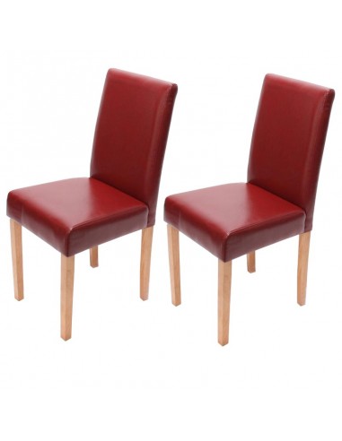 Lot de 2 chaises de salle à manger synthétique rouge pieds clairs CDS04043 pas cher 