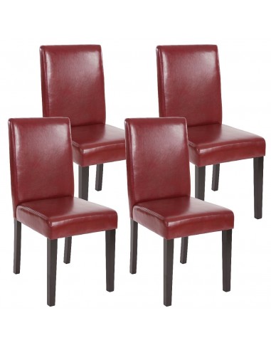 Lot de 4 chaises de salle à manger synthétique rouge/brun pieds foncés CDS04133 livraison gratuite