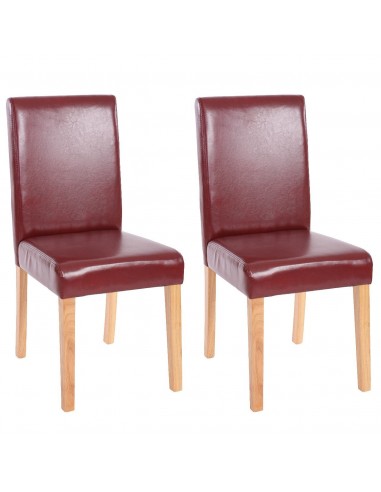 Lot de 2 chaises de salle à manger synthétique rouge/brun pieds clairs CDS04034 Toutes les collections ici