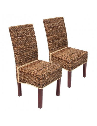 Lot de 2 chaises en rotin banane tressée pieds marron CDS04002 soldes