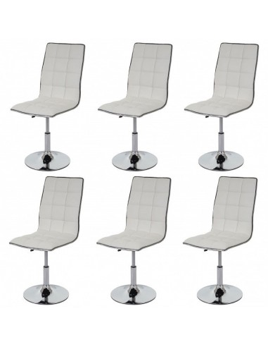 Lot de 6 chaises de salle à manger hauteur réglable en synthétique blanc CDS04278 pas cher