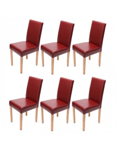 Lot de 6 chaises de salle à manger synthétique rouge pieds clairs CDS04243 la colonne vertébrale