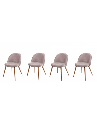 Lot de 4 chaises de salle à manger tissu velours gris brun pieds en bois style rétro CDS04517 50-70% off 