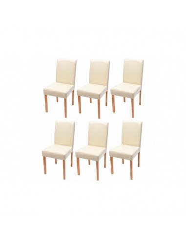 Lot de 6 chaises de salle à manger synthétique crème pieds clairs CDS04241 Paris Déstockage Promo