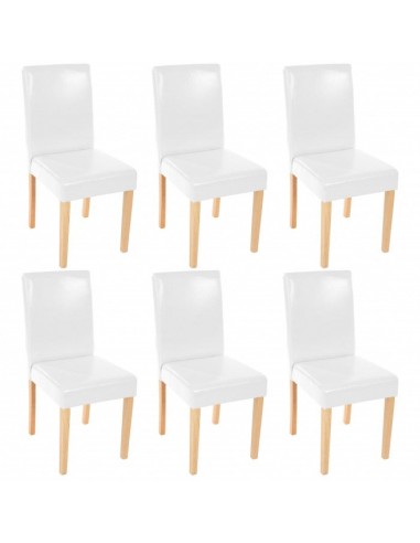 Lot de 6 chaises de salle à manger synthétique blanc pieds clairs CDS04247 50% de réduction en Octobre 2024