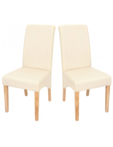 Set de 2 chaises de salle à manger en synthétique crème mat pieds clairs CDS04026 pas cher