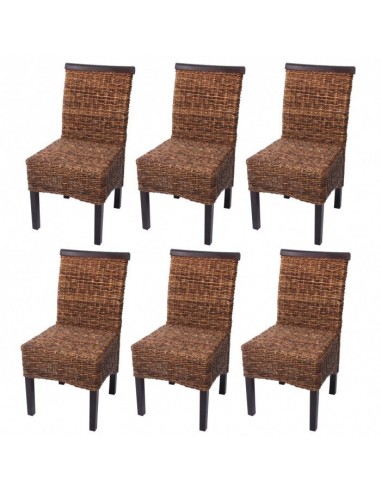 Lot de 6 chaises en rotin banane tressée pieds marron foncés CDS04205 prix pour 