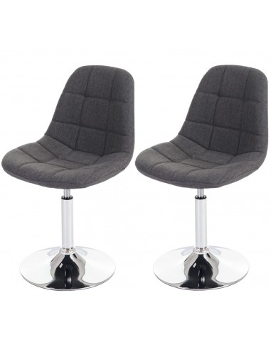 2x chaises de salle à manger en tissu gris clair pied chromé pivotant CDS04427 50-70% off 