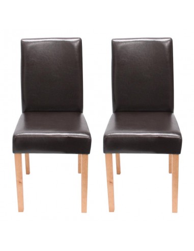 Lot de 2 chaises de salle à manger synthétique marron pieds clairs CDS04040 de la marque